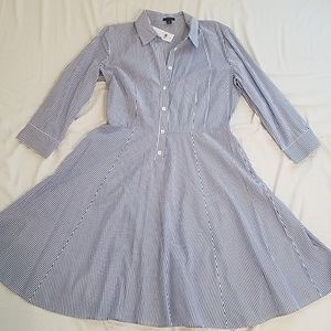 NWT Ann Taylor blue stripe shirtdress